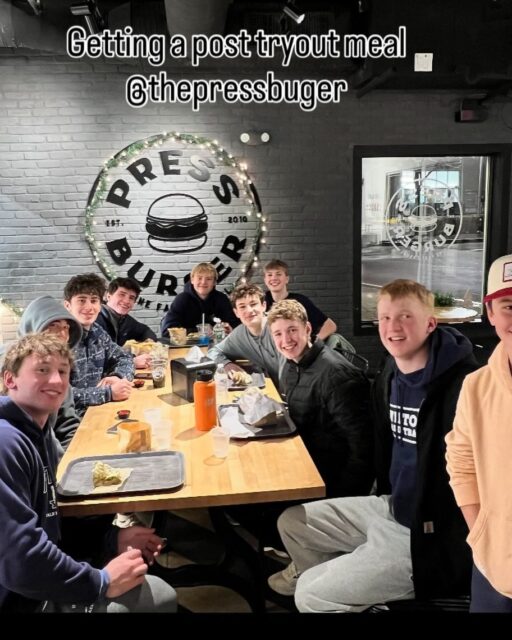 Grabbing a team dinner @thepressburger #tryouts